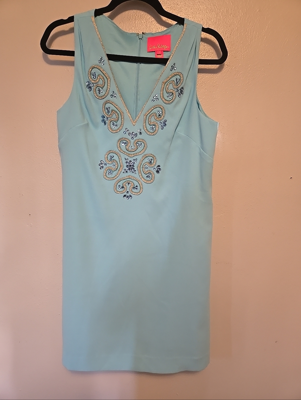 Lilly Pulitzer Penelope Shift Dress Blue Ibiza Embellished 4 - Picture 2 of 7
